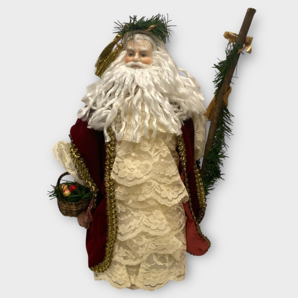 Rennoc Old World Santa Christmas Tree Topper Santa’s Best Hand Painted